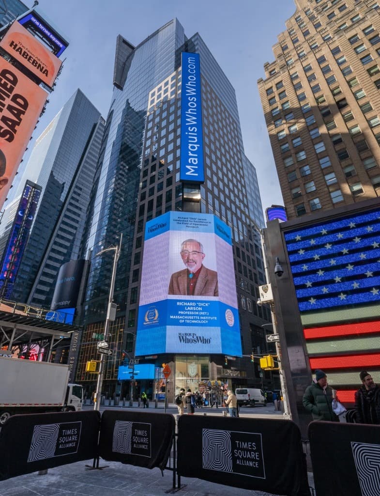 Times Square billboard celebrating Richard Dick Larson